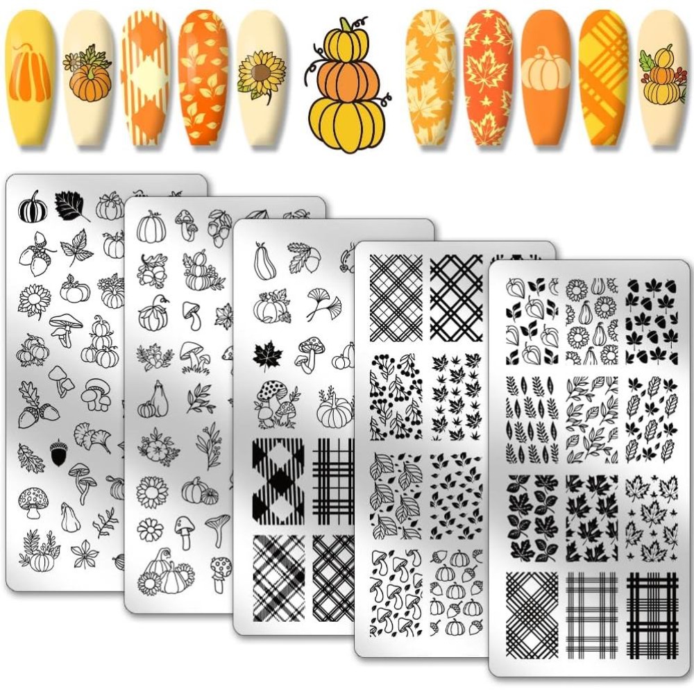 Woodworking Nails - ألواح طوابع أظافر لعيد الشكر والخريف،