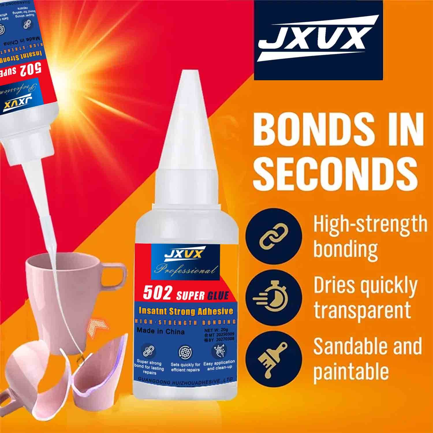 JXVX 1-5 قطعة غراء فائق 502 لا - مراجعة Woodworking Quick Glue وسعره