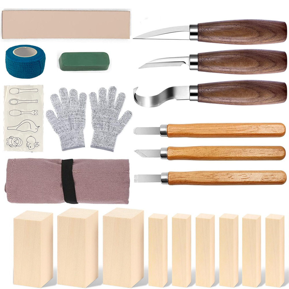 نحت سكين هدية مجموعة صناديق 21 - مراجعة Woodworking Knife وسعره